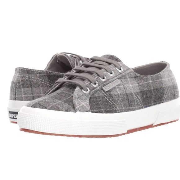 Superga Shoes - Superga Grey Plaid Flannel Low Top Sneaker